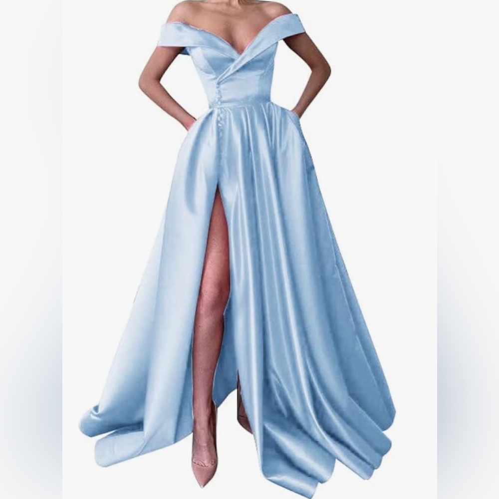 NWT Off-the-Shoulder Satin Prom Dress/Gown